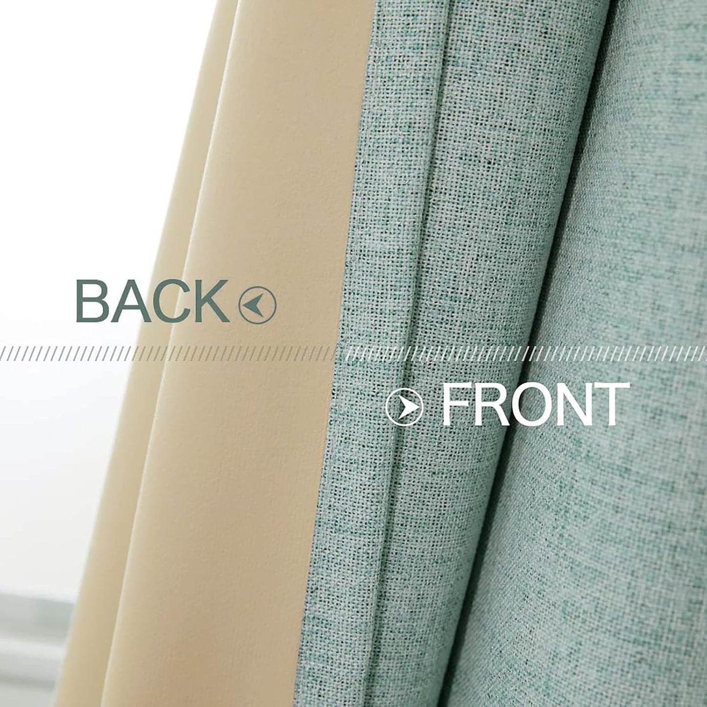 MIULEE Blackout Curtains - 100% Thermal Insulated Linen Texture - Seafoam Green | 52x108 Inch (2 Panels)