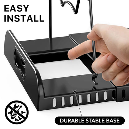Simple Houseware Expandable Pan Organizer Rack, 10 Adjustable Compartments, Black - Kitchen Cabinet Organizer for Pots, Pans, Lids & Bakeware - Pantry & Countertop Storage