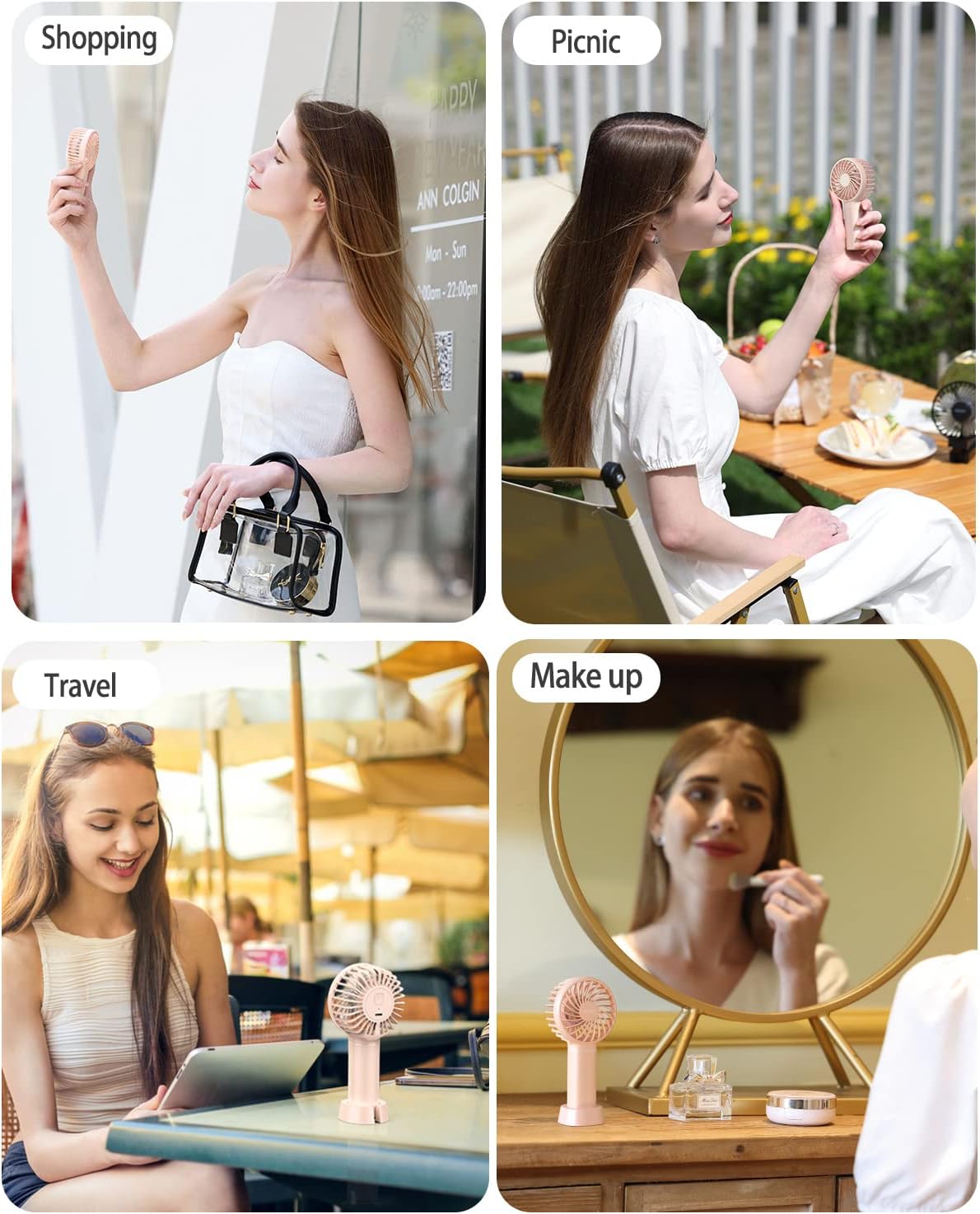EasyAcc Mini Portable Handheld Fan, Premium Motor Personal Fan, USB C Rechargeable for Kids, Women, Outdoor, Pink