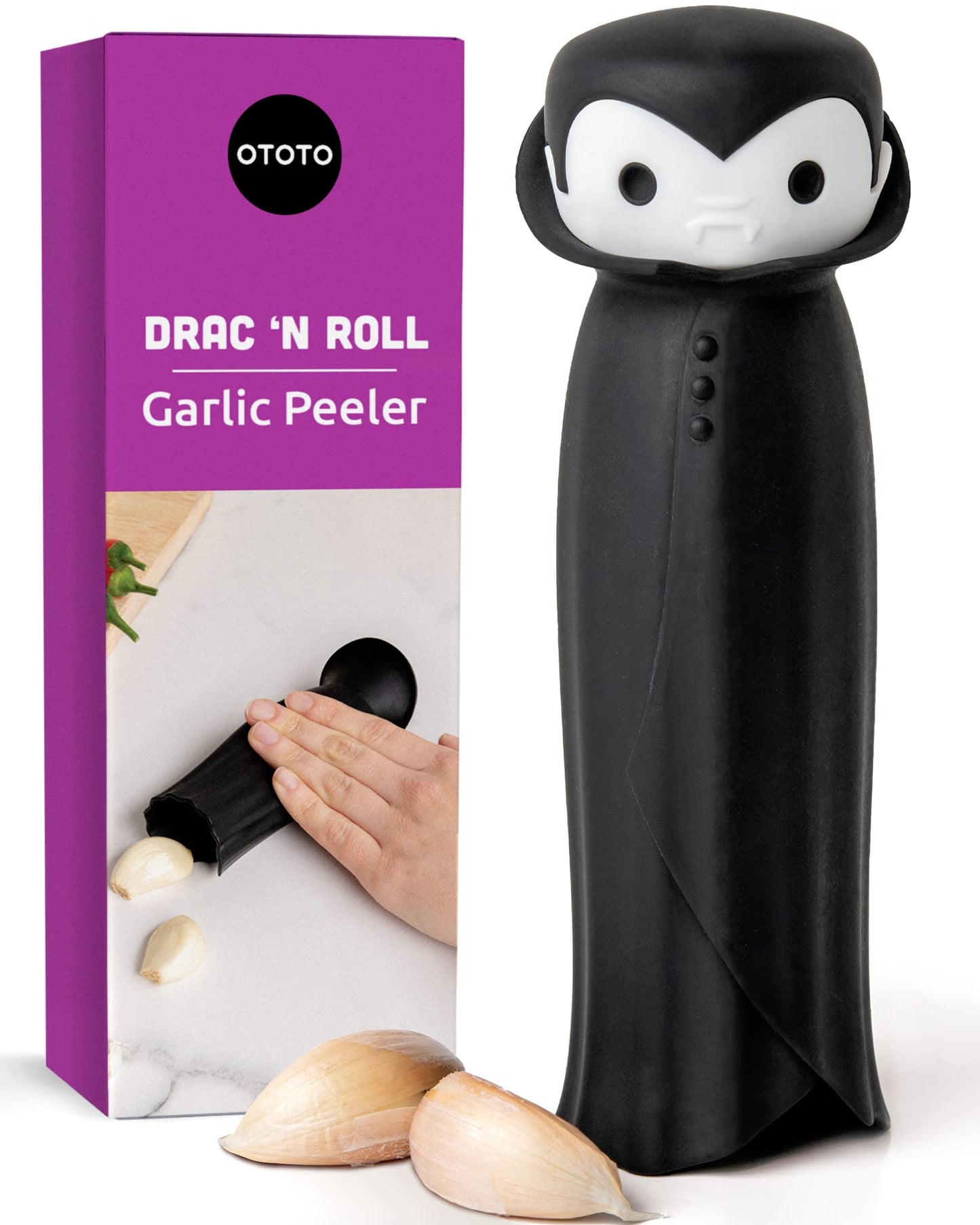 OTOTO Drac N' Roll Vampire Garlic Roller, Silicone Garlic Peeler Tube, Silicone Tube Roller for Halloween - Kitchen Gadget for Garlic, Garlic Tube, Garlic Crusher
