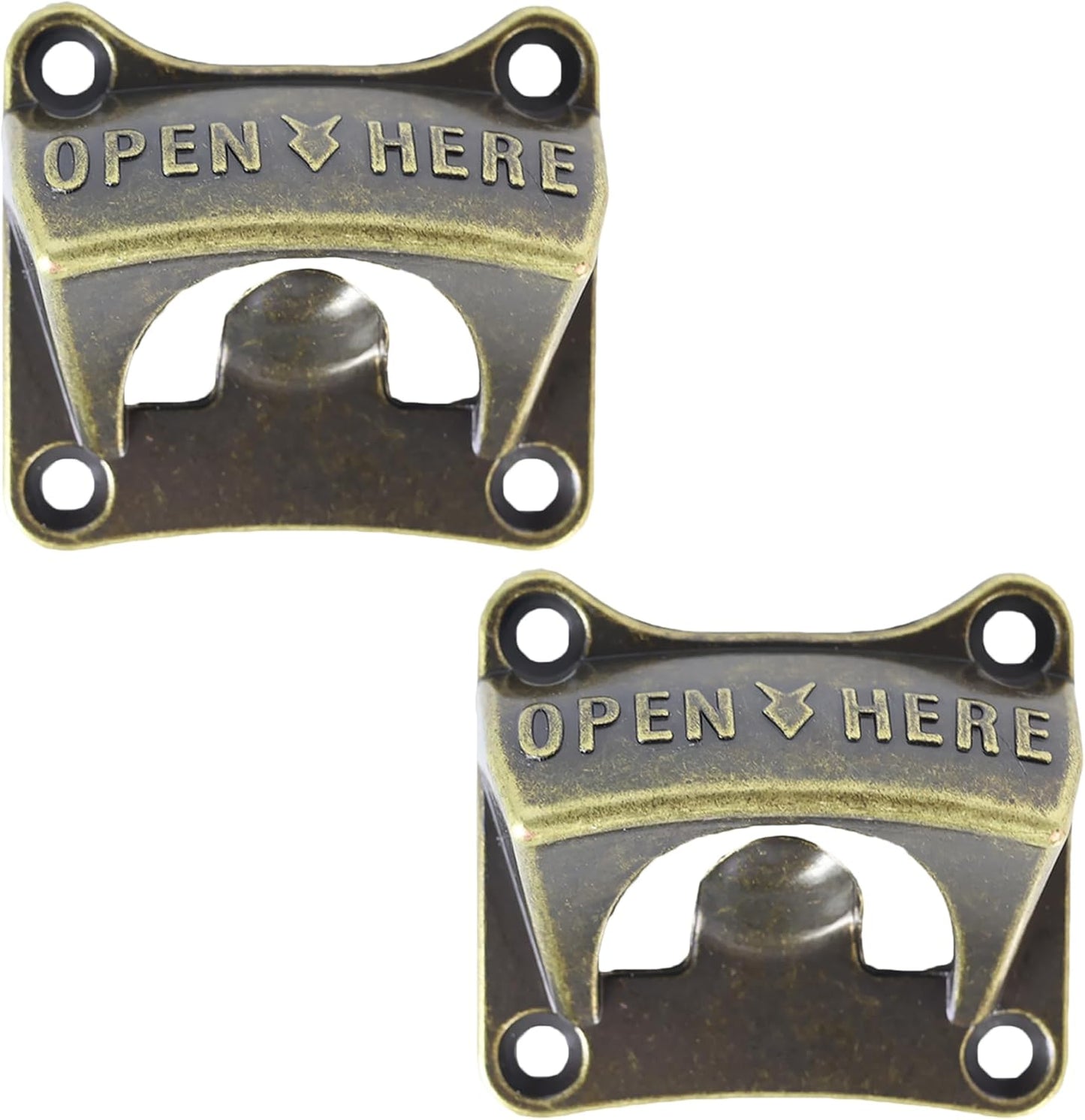 Wall Mounted Bottle Opener, Rustproof Square Old Style Beer Cap Opener, Antique Bronze Stationary for Outdoor (Pack of