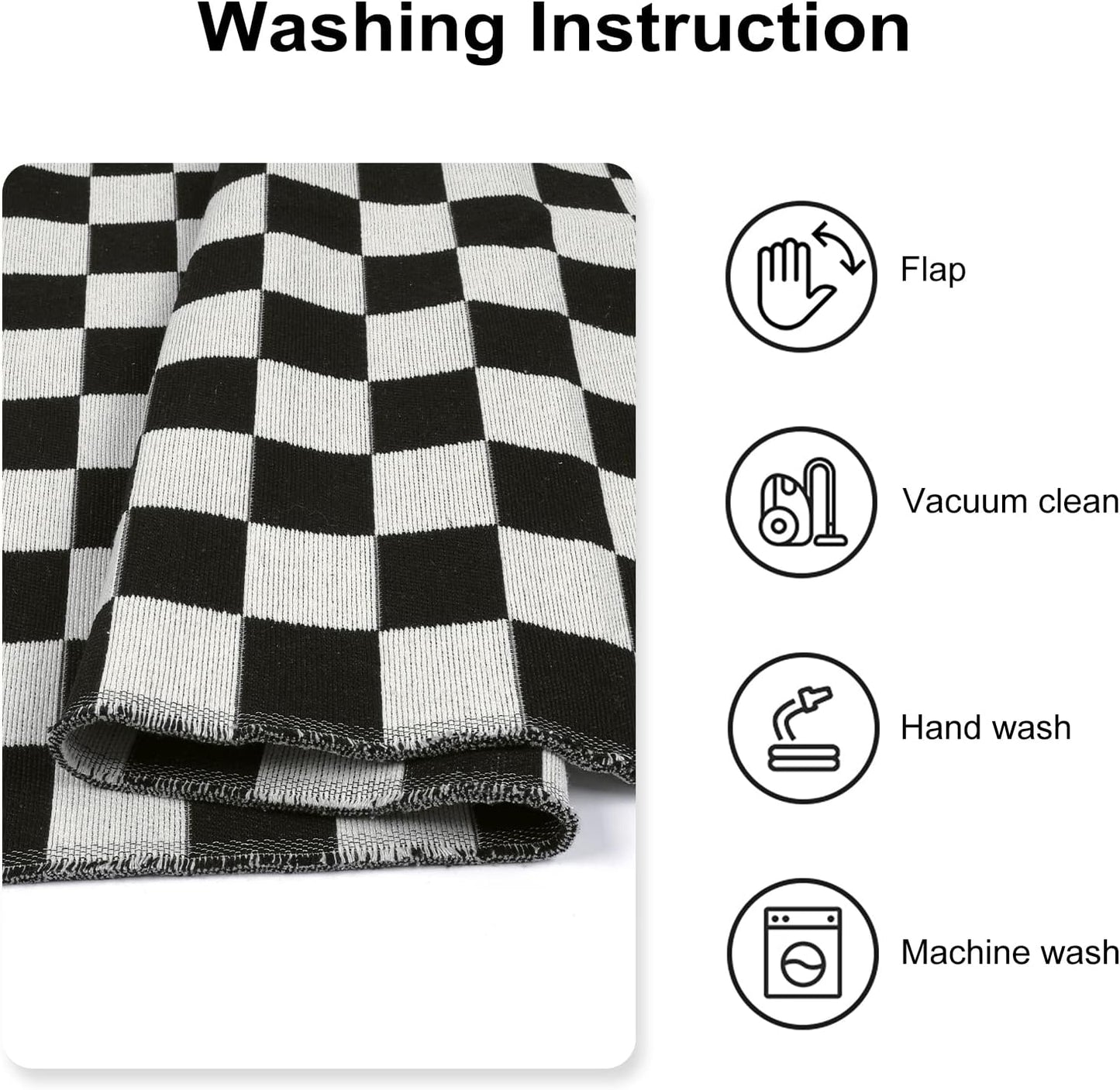 Seavish Checkered Rug, 2x3 Ft - Moroccan Black and White Outdoor Washable Cotton Woven Area Rug for Entryway
