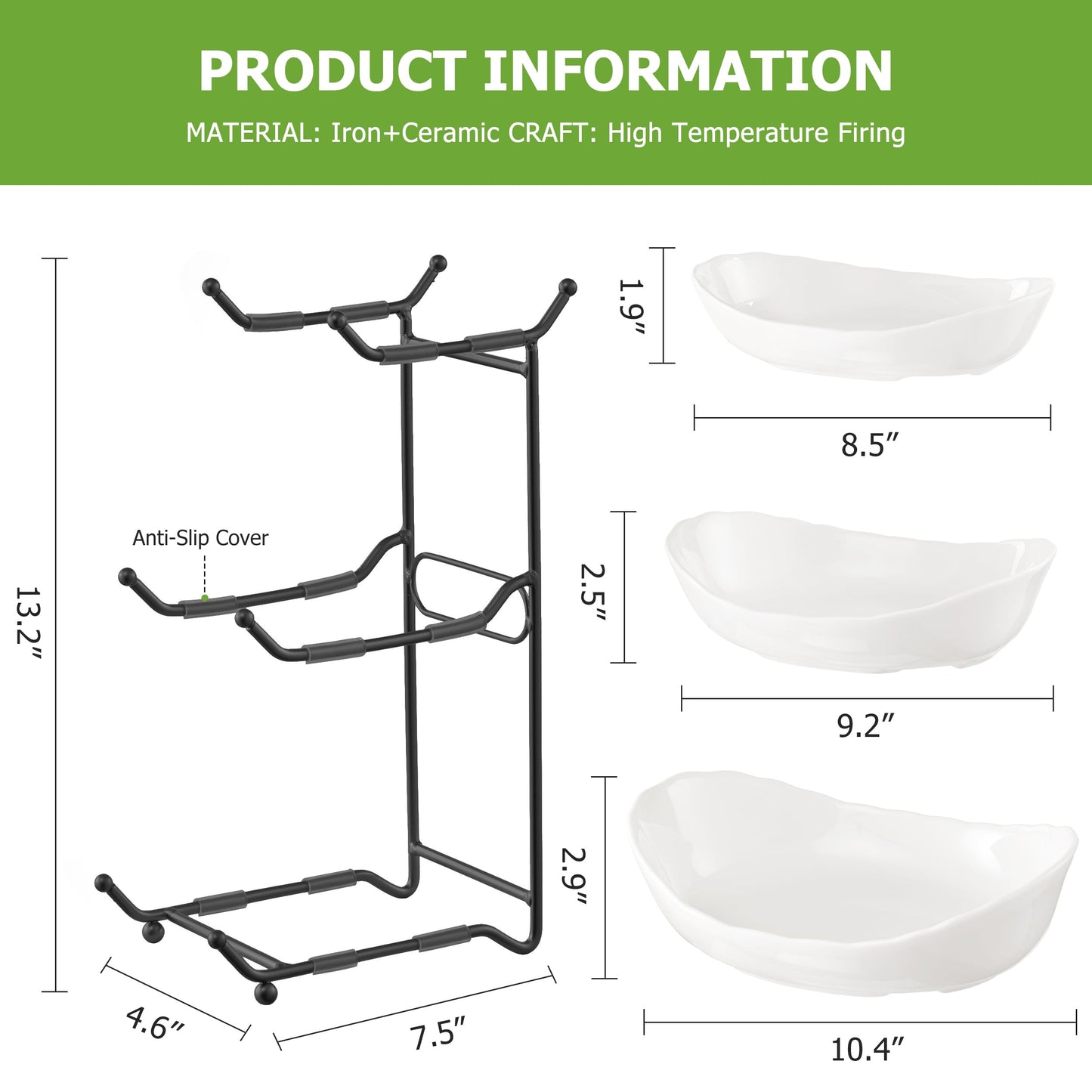 HBlife Fruit Bowl for Kitchen Counter - 3 Tier Ceramic Fruit Rack, Fruit Basket for Fresh Fruit&Veggies, Tiered Fruit Platter Serving Trays for Party
