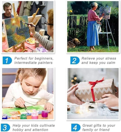 American Style Towns Paint by Numbers for Adults American Town Landscape DIY Paint by Numbers Acrylic Paint Canvas Vintage Classic Cars Dog Painting Kits Leisurely Vacation Art 16x20 Inch（Frameless）