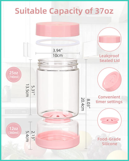ZENS Pickle Jar with Strainer Flip, 37 oz Hourglass Pickle Juice Separator Container, Airtight Leakproof Lid, Dual Wet-Dry Design, Time Tracker Lid – 2 Pack Olive & Kimchi Jars