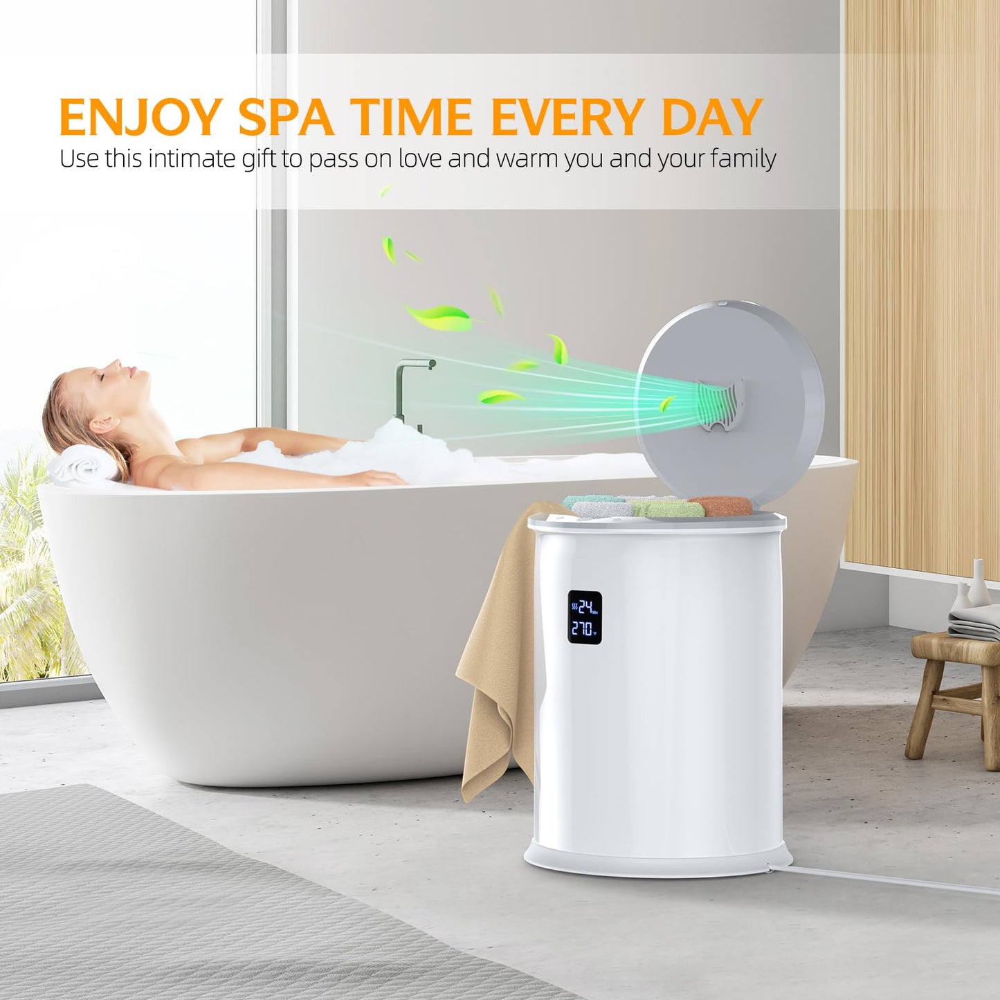 Luxury Hot Towel Warmer, Smart Timed Large Towel Warmers for Bathroom, Led Temperature Display, Insulation Effect Up to 150 Minutes, Delay Time Up to 24 Hours, Best of The Best（White）
