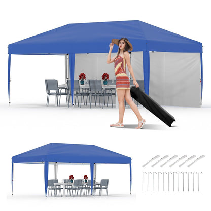 10x20 ft Pop Up Canopy Tent with Removable Sidewalls, Waterproof & UV-Resistant Outdoor Shelter, Portable Roller Bag, 3 Adjustable Heights, 6 Sandbags, and Easy Setup for Camping, Events, and Backyard