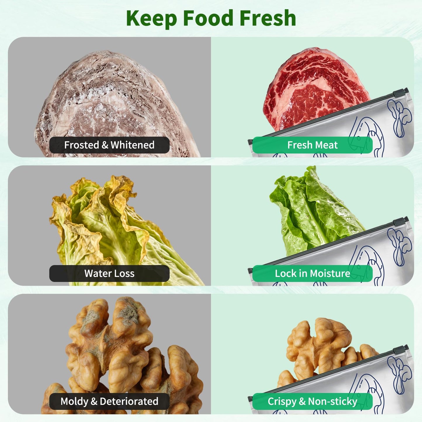 30 Pack Reusable Sealable Aluminum Foil Storage Bags + 10 Pack Leakproof Dishwasher Safe Silicone Freezer Bags - BPA Free Zipper Pouches for Vegetable Fruit Meat, Stand Up Aluminum Foil Storage Bags