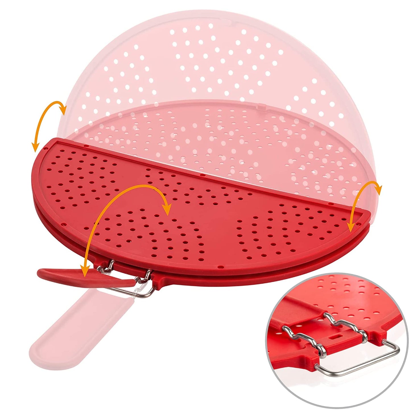 K KIRKWOOD KITCHEN Splatter Screen for Frying Pan Foldable Grease Splatter Guard Silicone Splatter Shields Multifunction Oil Screen for Skillet with Folding Handle Bacon Splatter Screen Strainer