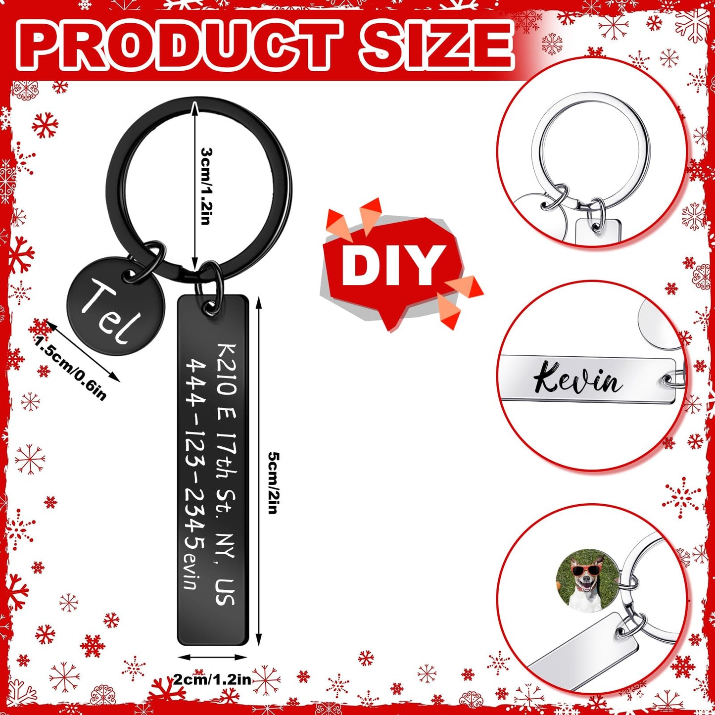 Gisafai 30 Pcs Laser Engraving Stainless Steel Keychain Blanks Engravable Metal Keychains for Graduation Crafts DIY Gifts(Black and Silver)