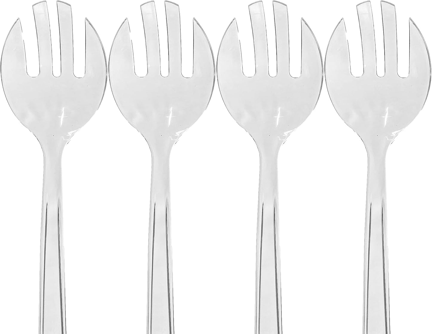 Heavy Duty Disposable Clear Plastic Serving Utensils, Spoons, Forks & Tongs for Weddings, Catering, Parties (4 Forks)