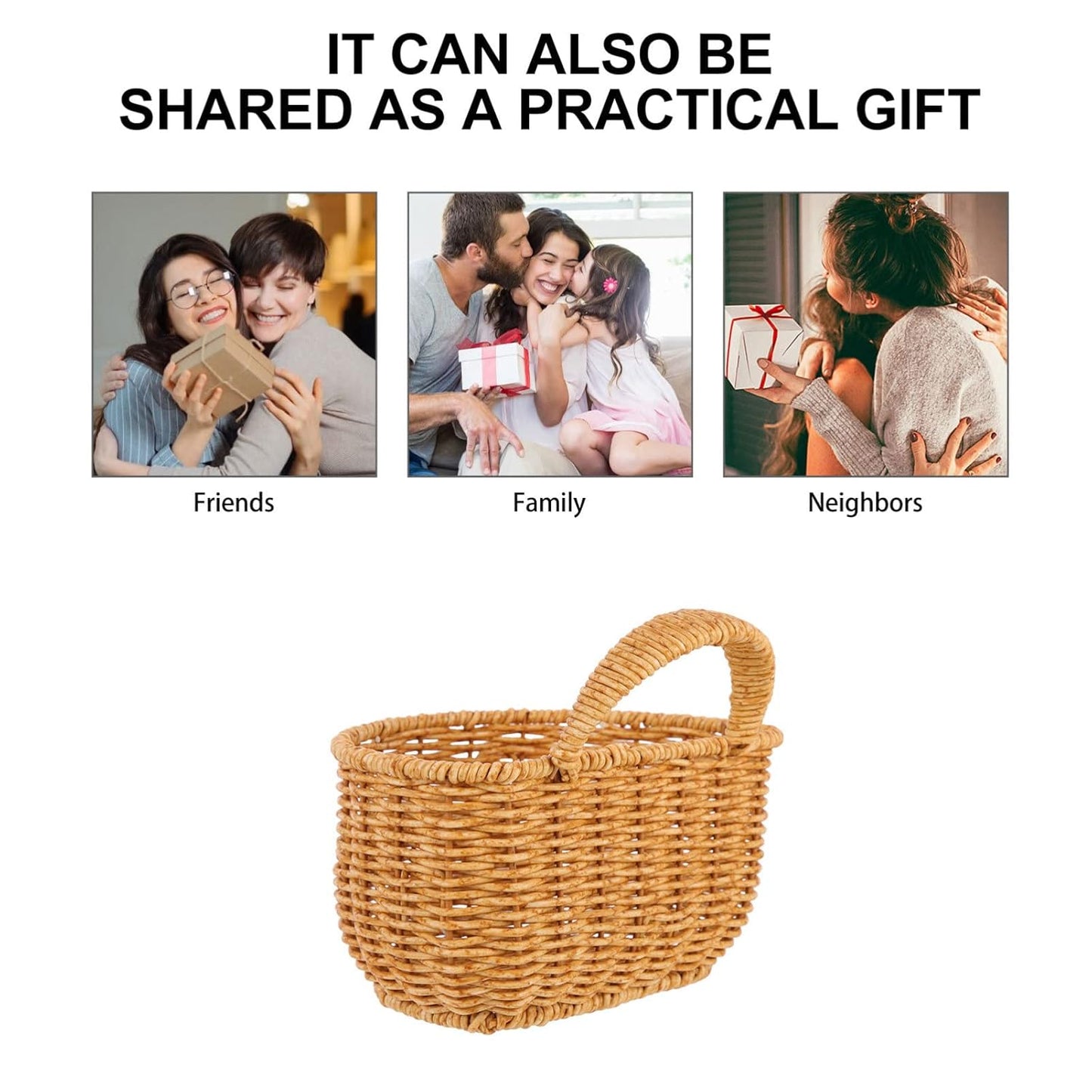 Zerodeko Straw Woven Trash Can - Small Khaki Wastebasket with Handle for Bedroom, Wall Hanging Basket