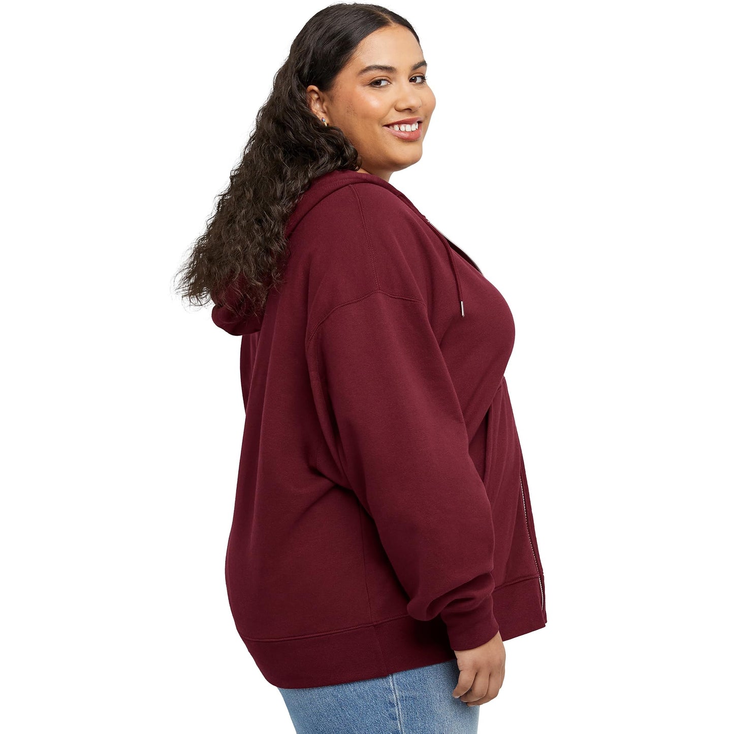 Hanes Comfortblend Originals Full, Midweight Fleece Sweatshirt, Zip Hoodie for Women, Plus, Mulled Berry
