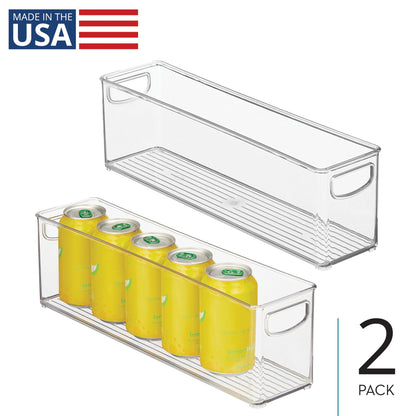 InterDesign iDesign Plastic Stackable Pantry Bin - Storage Bin with Handles for Cabinets or Fridge - Set of 2 - Clear