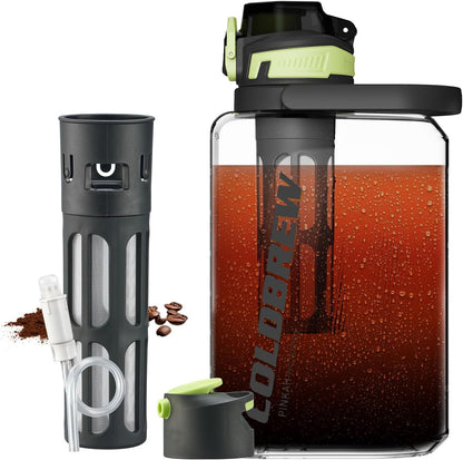 Cold Brew Coffee Maker, 68oz Iced Coffee Pitcher with Filter, Airtight & Leak-Proof Coffee Barrel in Black