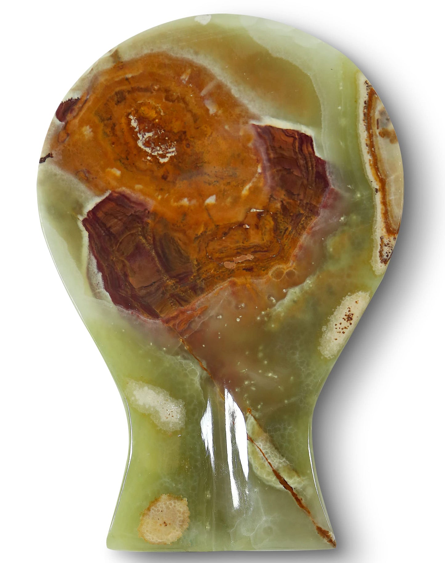TheWolfard Luxury Handmade Multi Green Calcite Crystal Spoon Rest for Kitchen Counter, Best Spatula Holder for Kitchen Accessories & Housewarming Gifts.