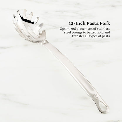 Hestan Provisions Chef's Tools, Deluxe Tool Set (6-Piece) with Porcelain Holder/Bain Marie & Stainless Steel: Solid Spoon, Ladle, Pasta Fork, Turner/Spatula, French Whisk