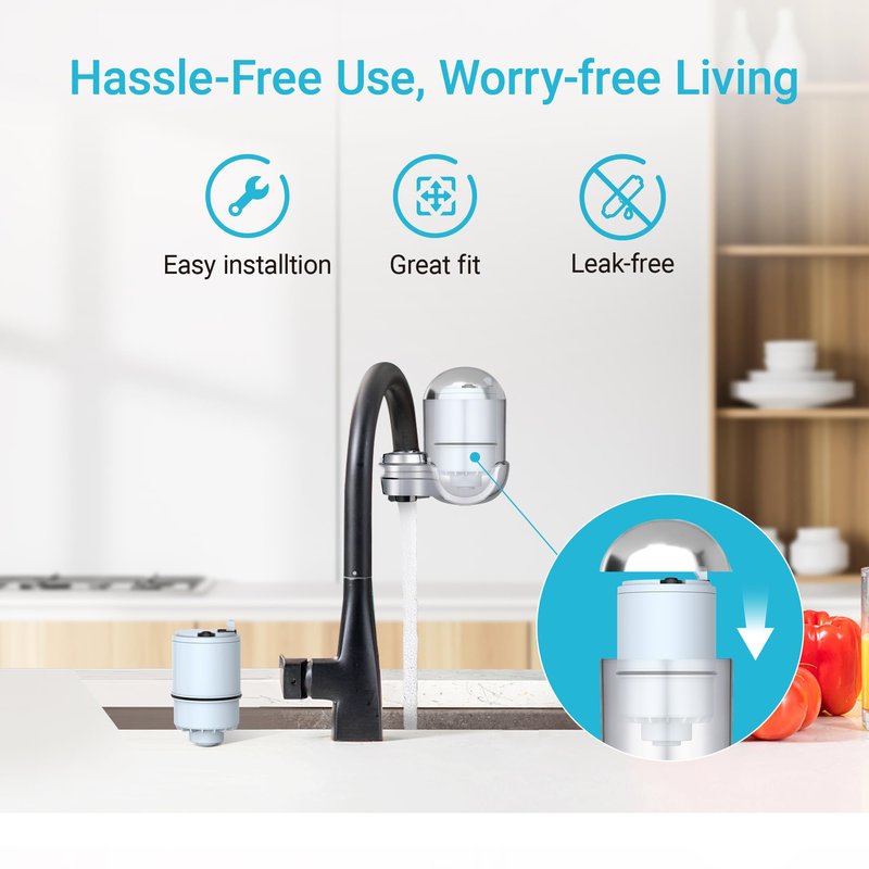 [Alkaline] AQUA CREST CF08D Faucet Filter, Compatible with All PUR® Plus Water Filter, PUR® Plus RF9999® Faucet Water Filter, 6-Month, 600-Gallon, 2 Pack