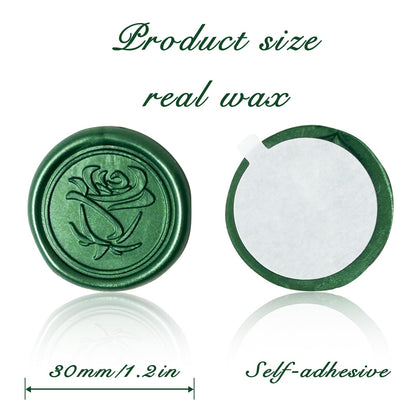 Wax Seal Stickers Rose Wedding Invitation Envelope Seals Stickers 50Pcs Self Adhesive Wax Seal Decals for Party Greeting Card Gift Wrapping Christmas, Pine Green