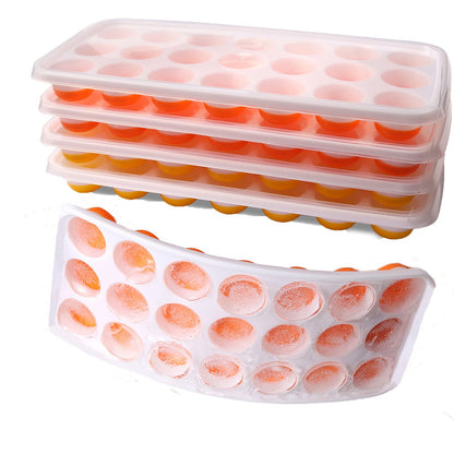 Select4U Ice Cube Trays with Lids BPA Free, 4Pack Easy Release Silicone Ice Cube Trays for Freezer 84 Sphere Ice Tray with Stackable No Spill Covers, Dishwasher Safe,Orange&Yellow