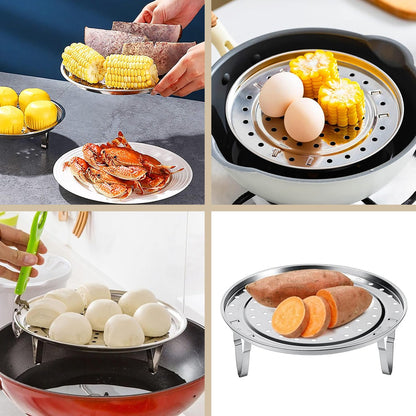 Steamer Rack for Cooking, 18/8 Stainless Steel Steaming Rack, 8.5 Inch Steam Tray with Removable Legs