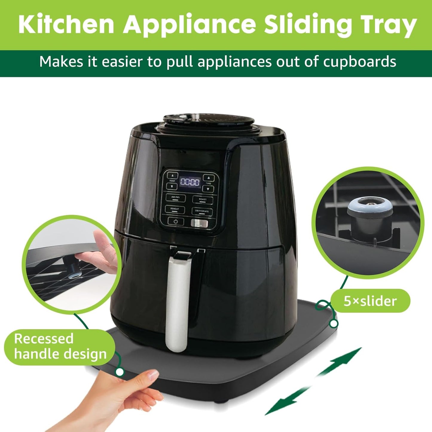 Appliances Slider Tray for Coffee Maker & Pot, Kitchen Small Appliances Sliding Mat Organizer for Keurig, Ninja