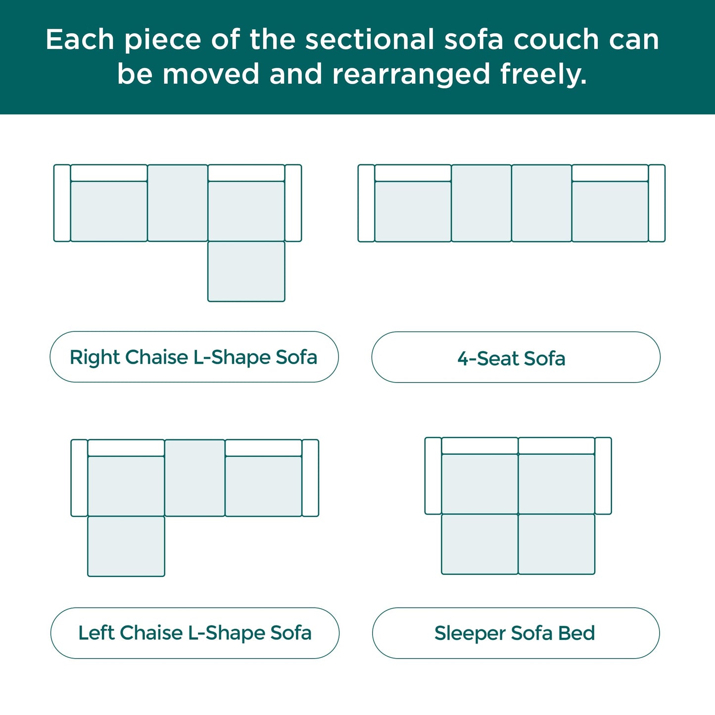 Acanva Corduroy Convertible Modular L Shaped Sectional Sofa, 4 Seater Free Combination Corner Couch, Convertible to DayBed, Wide Loveseat with Moveable Ottomans for Small Spaces, Sleeper Bed, White
