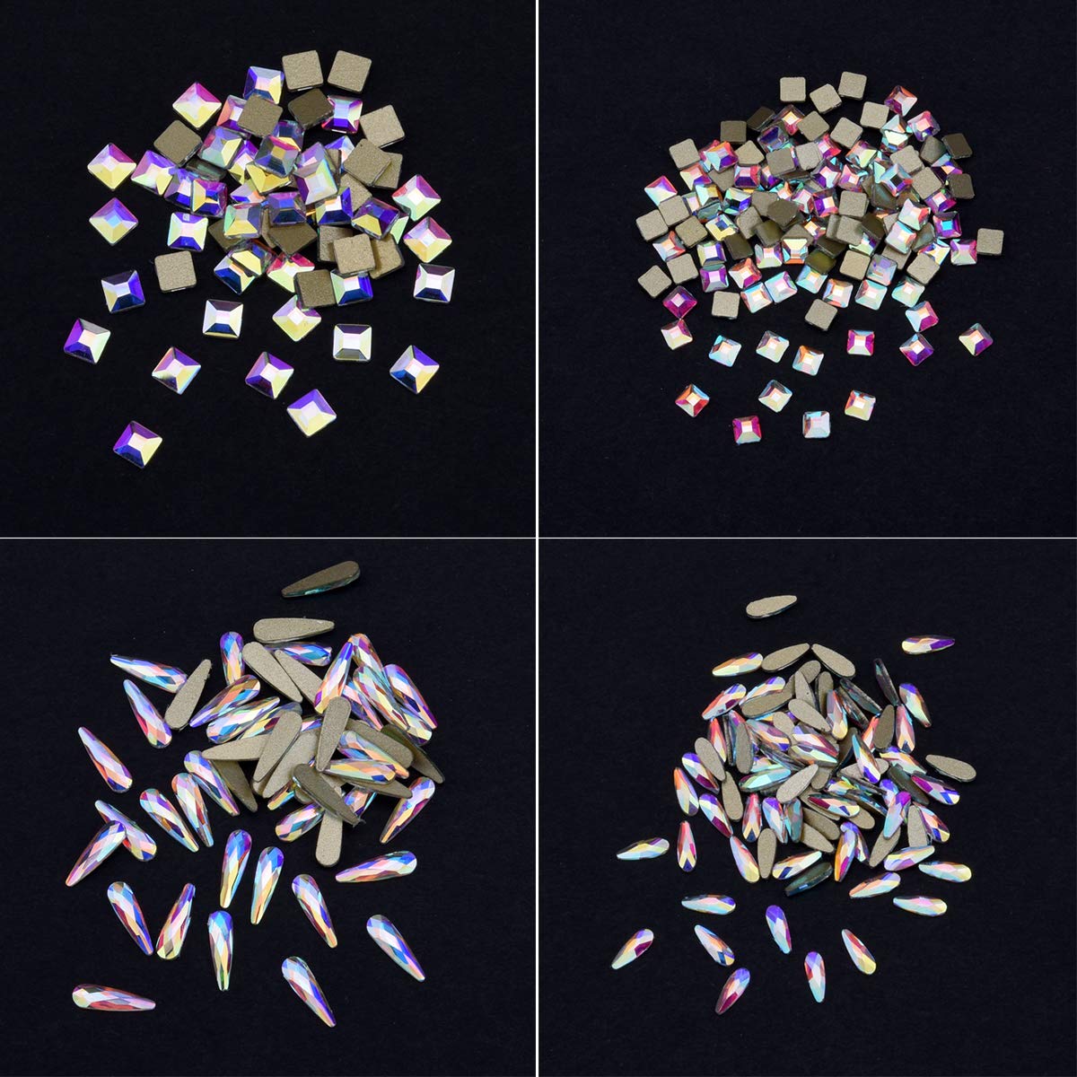 240pcs Popular 12 Styles Flatback Crystals Mix Sizes Multi Shapes Glass Crystal AB Rhinestones for Nail Art Craft 3D Decorations Flat Back Stones Gems Set Box