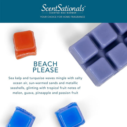 Scentsationals Wax Melts - Beach Please, Long Lasting Scented Melts for Warmer, 10oz (24-Cubes)
