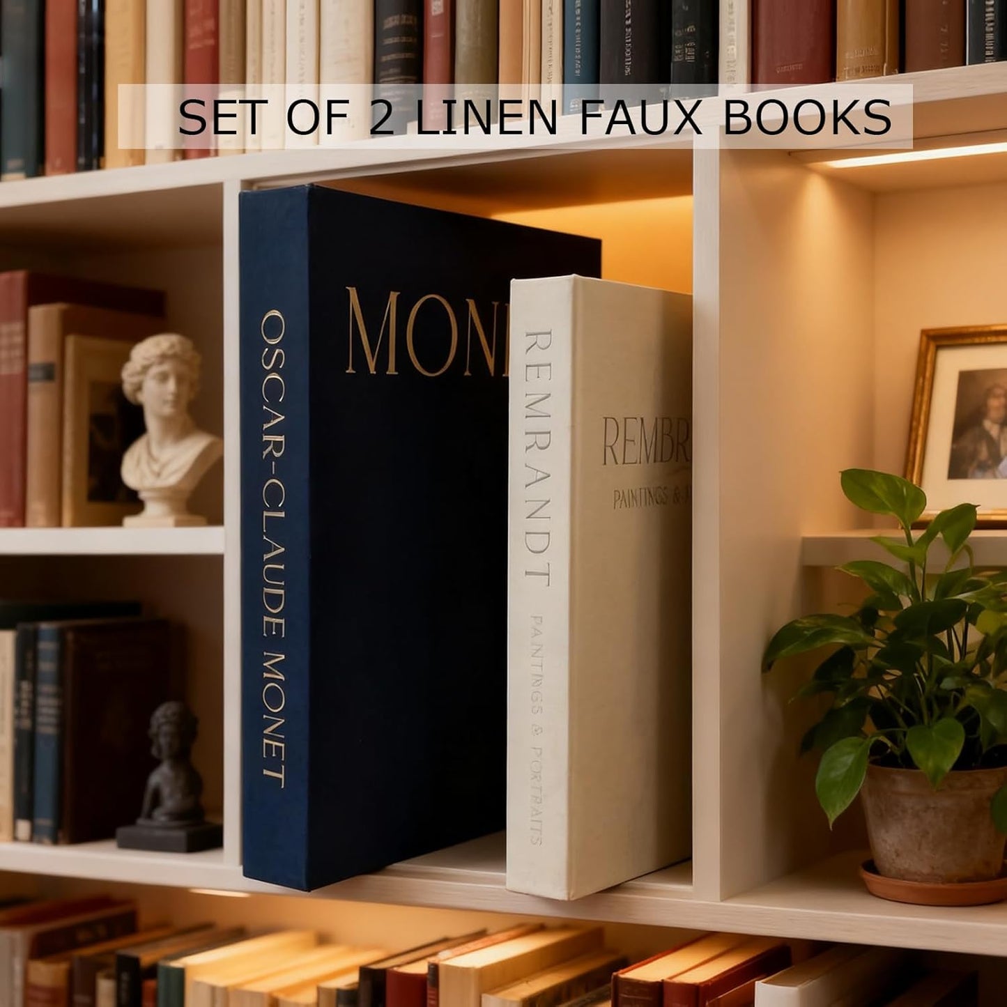 Vomktvcsr -Set 2 Decorative Books of Linen Covered Boxes Enhance Your Coffee Table,Bookshelf Decors,Aesthetic Fake/Faux