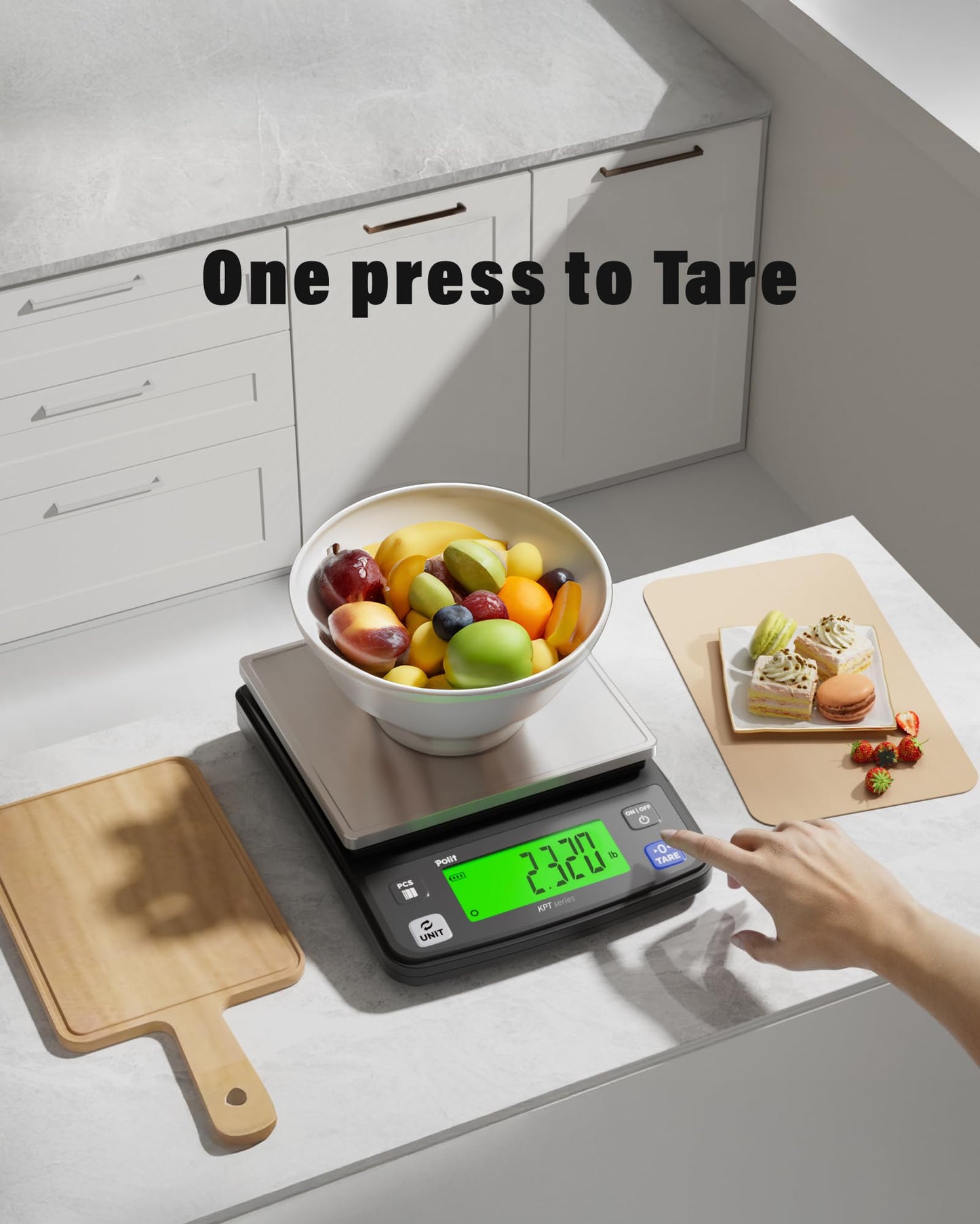 Polit KPT-EVO Digital Food Scale – 0.5g Precise Rechargeable Scale with Stainless Steel Tray, 13lb/6kg Capacity, Ideal for Baking, Coffee Brewing and Diet Tracking