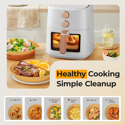Ninja Air Fryer Liners - 205 PCS Heavy-Duty Disposable Parchment Paper | 8" Round, Oil-Proof & Non-Stick