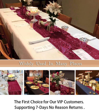 ShinyBeauty Sequin Table Runner Burgundy 12x108-Inch Wedding Table Runners Pack of 15 Wine Table Covers for Party Bridal Shower Decorations Glitter Table Runner for Baby Shower Birthday Party Table