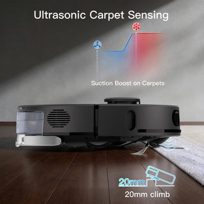 Robot Vacuum and Mop Combo,Up to 8000Pa Suction,Robot Vacuum Self-Emptying,70-Day Hands-Free Cleaning 220 Min Runtime LiDAR Navigation, Home Mapping, Ideal for Pet Hair, Hard Floors, Carpet-Black