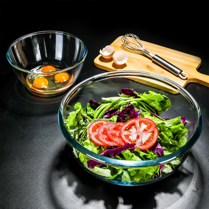 EWAFILU 6.2QT Large Glass Mixing Bowl with Lid, Clear Glass Salad Cooking Bowls for Sourdough, Salad and Storage Prepping and Baking Food Storage Set