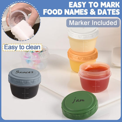 12pcs 2 oz Yomarket Salad Dressing Container, Reusable Condiment Containers Sauce Cups with Leak-proof Lids, Small