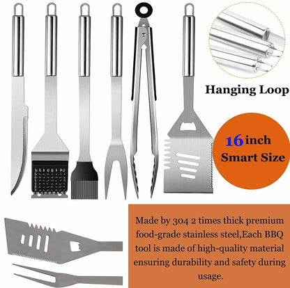MUJUZE Grilling Accessories,Grill Accessories for Outdoor Grill,31pcs Grill Set Grilling Gifts for Men,BBQ Accessories Set,Stainless Steel Grill Kit with Apron for Outdoor,Camping,Backyard
