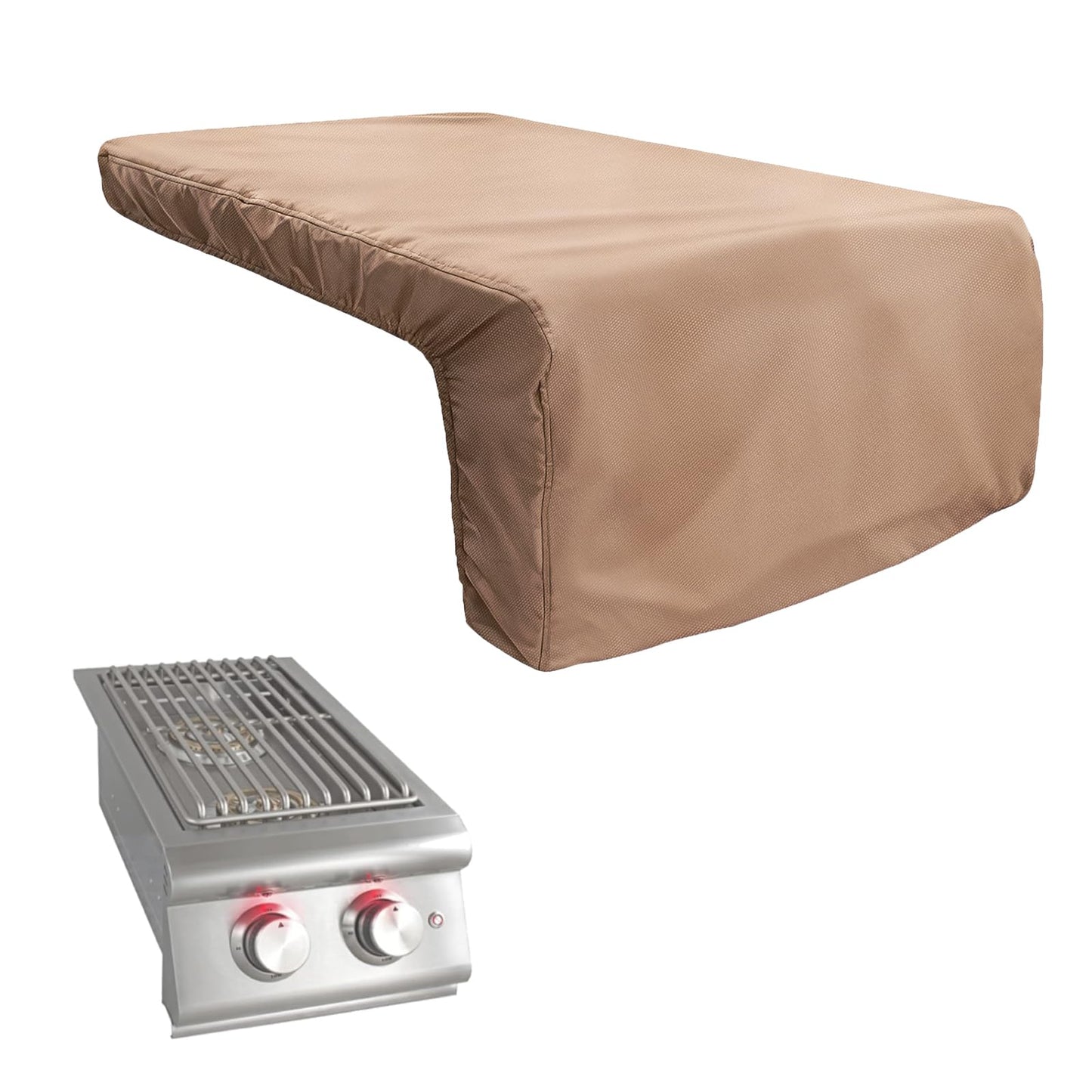 DearHoHo Cover for Blaze Premium LTE Built-in Double Side Burners - 2SBBICV,Heavy Duty 600D Waterproof Outdoor Grill Burner Cover with Plush Lining,Suitable 24''L x 13''W x 11''H,Khaki