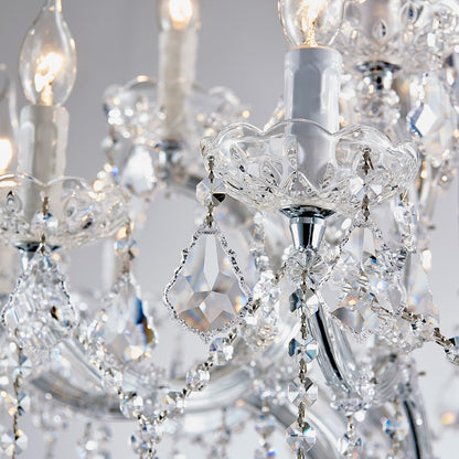 TMAFON Modern Chrome Chandelier Light Fixture - Luxury Maria Theresa Crystal Chandeliers for Dining Room, Kitchen Island, Living Room, Bedroom, 15 Lights, 2 Layers