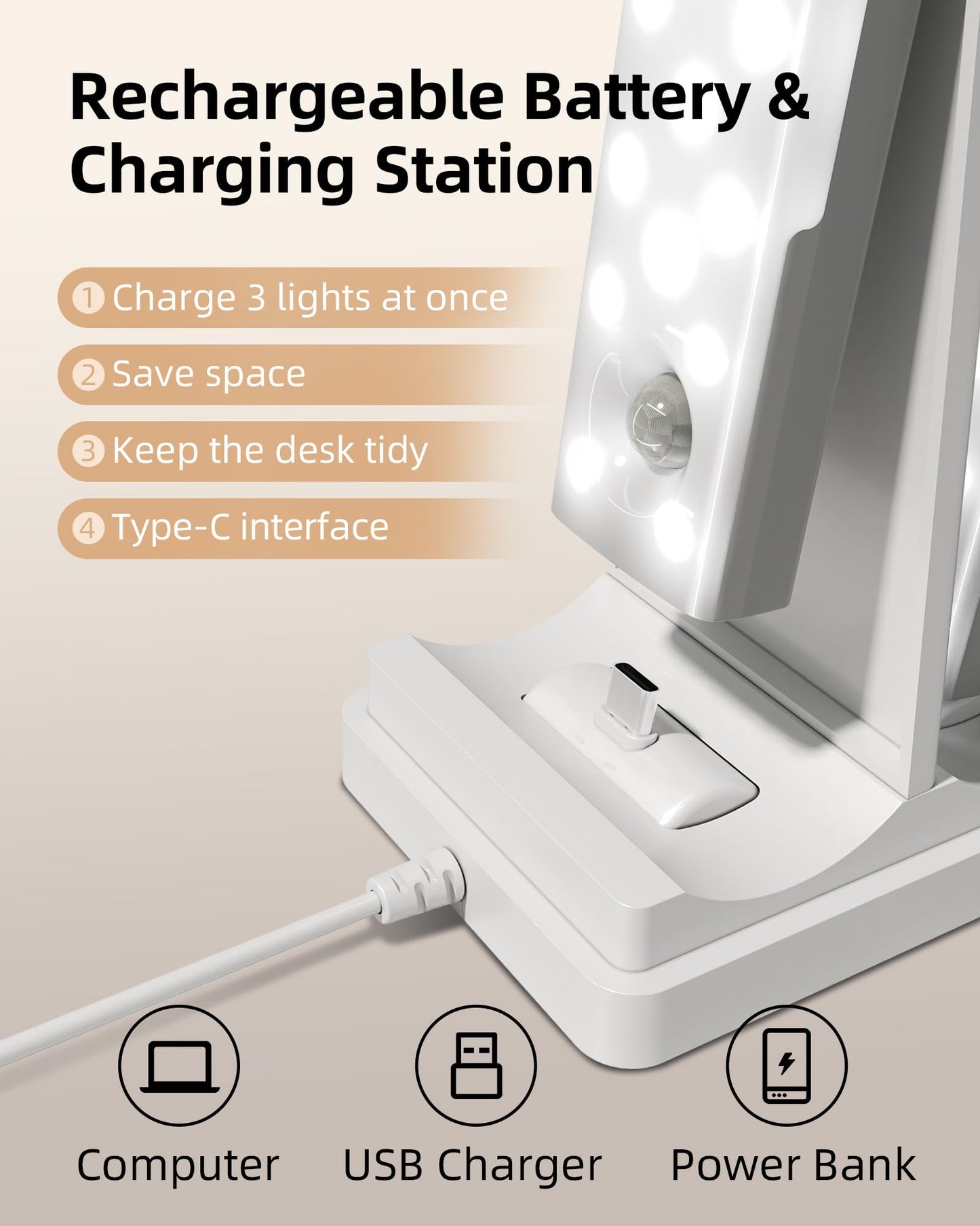EZVALO 3-Pack Under Cabinet Lighting with Charging Station, 2000mAh Rechargeable Wireless Motion Sensor Lights, 3 Color Temps, Dimmable, Timer, Magnetic, with Remote Control for Kitchen, Closet