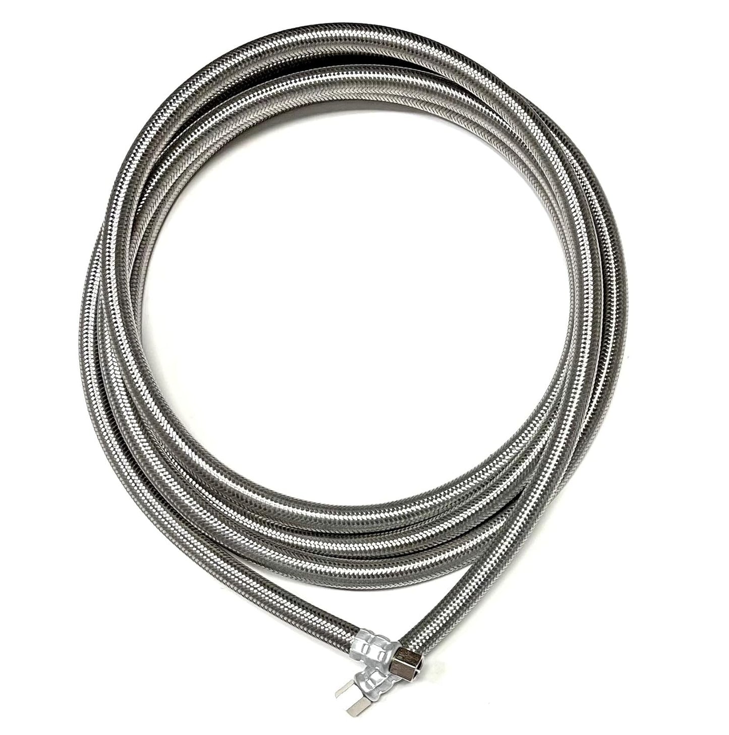 10 FT Stainless Steel Braided Ice Maker Hose with 1/4" Comp Connection