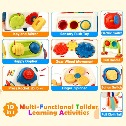 Busy Cube for Toddlers 1 Years Old, Montessori Toys for 1 Year Old - Ideal Gifts for 1 Year Old Boys Girls - Airplane Plane Car Travel Toys for 6 to 18 Months Toddlers Educational Learning Toys