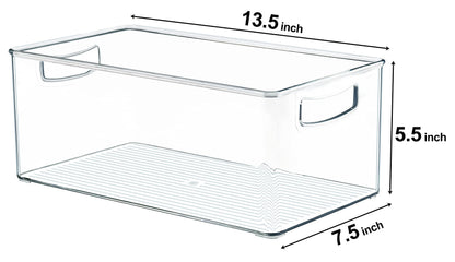 Hudgan 2 Pack Deep Freezer Organizer Bins, Straight Side Stackable Chest Freezer Storage Bins, Pantry organizers and Storage, Food-Grade Plastic