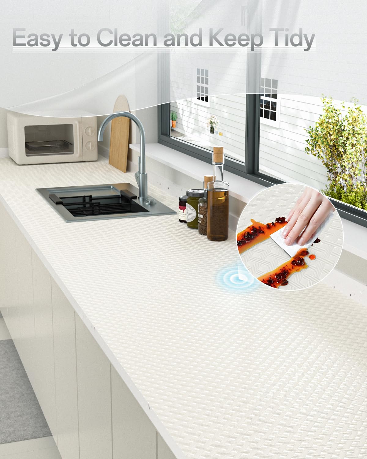 Shelf and Drawer Liner for Kitchen Cabinet, Non-Adhesive 12in x 240in Waterproof Contact Paper Refrigerator Liners Thickened Durable EVA Material Non Slip Mat for Dresser Cupboard Pantry Protector
