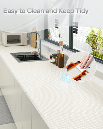 Shelf and Drawer Liner for Kitchen Cabinet, Non-Adhesive 12in x 240in Waterproof Contact Paper Refrigerator Liners Thickened Durable EVA Material Non Slip Mat for Dresser Cupboard Pantry Protector