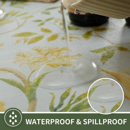 HOMOHEINI Rectangle Table Cloth,100% Waterproof Tablecloth Oil Proof Spill Proof Vinyl Table Cloth, Wipe Clean Plastic Table Cover for Dining, Camping, Indoor and Outdoor 54" x 78",Leaves