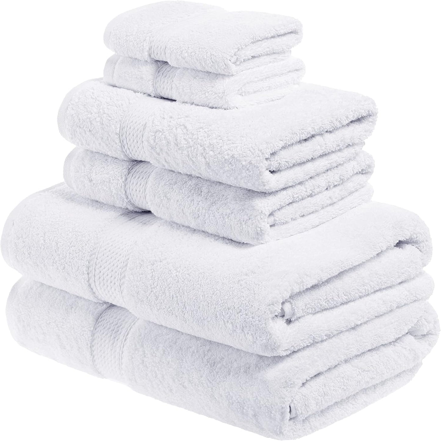 Set, 6PC, Superior Egyptian Cotton Solid Towel Monaco White