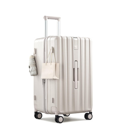 Hanke 24 Inch Plus Expandable Luggage Large Suitcases with Wheels, Medium Checked Luggage Hard Shell Suitcases, PC Trunk Luggage Extra Large Suitcase with Lock for Women Men(Ivory White)