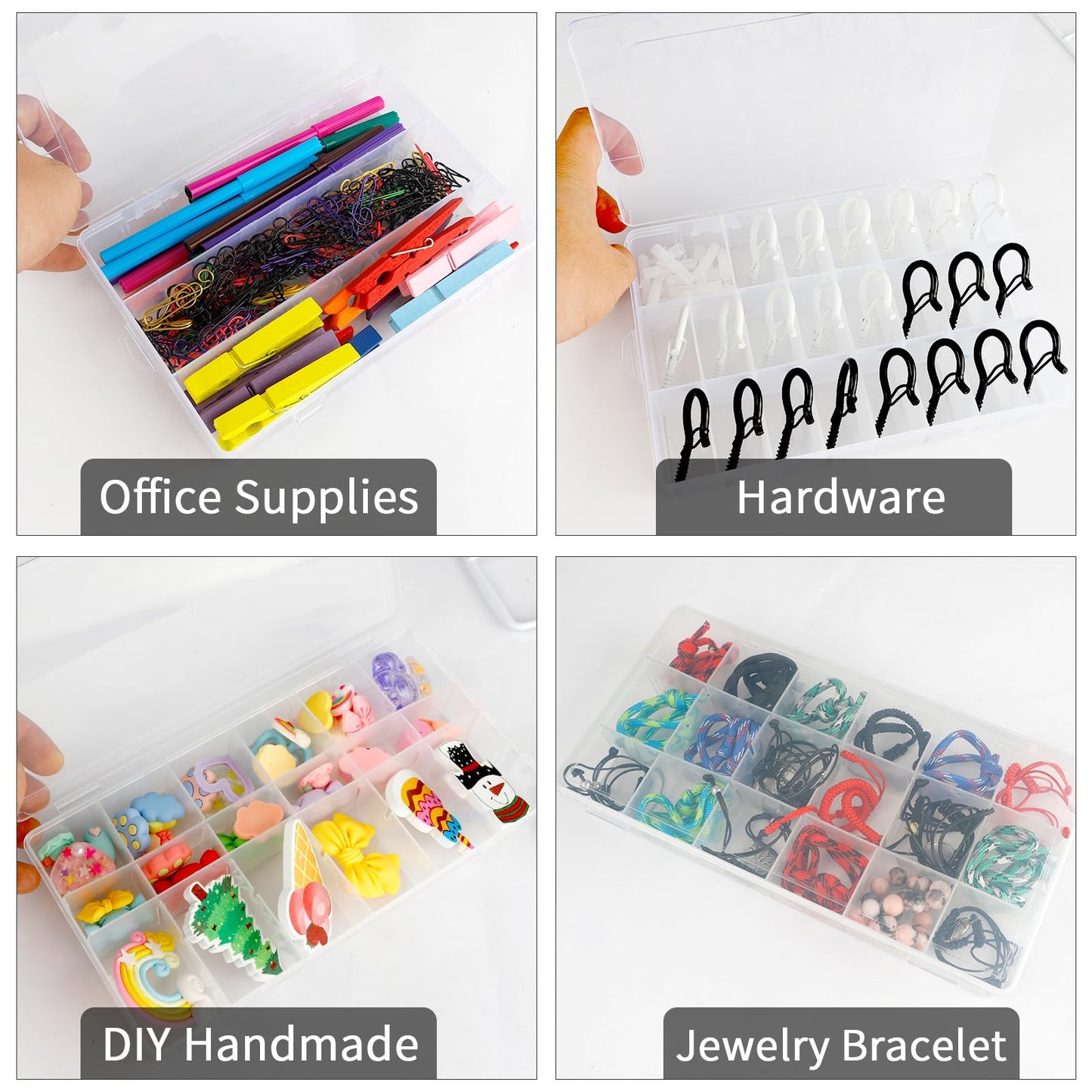 OALCQ 36 Grids 2 Pcs Bead Organizer and Storage Tackle Box for Rock Collection, Washi Tape, Small Items - Plastic Container