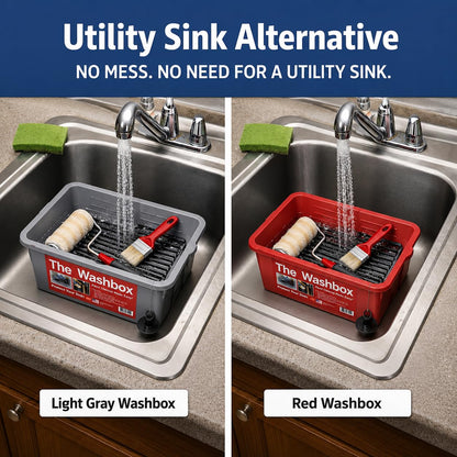 Washbox Paint Brush & Roller Cleaner Tray – Sink Insert for Easy Paint Cleanup – Paint Tool Washer & Cleaning System – Keeps Paint Out of Sink – Made in USA